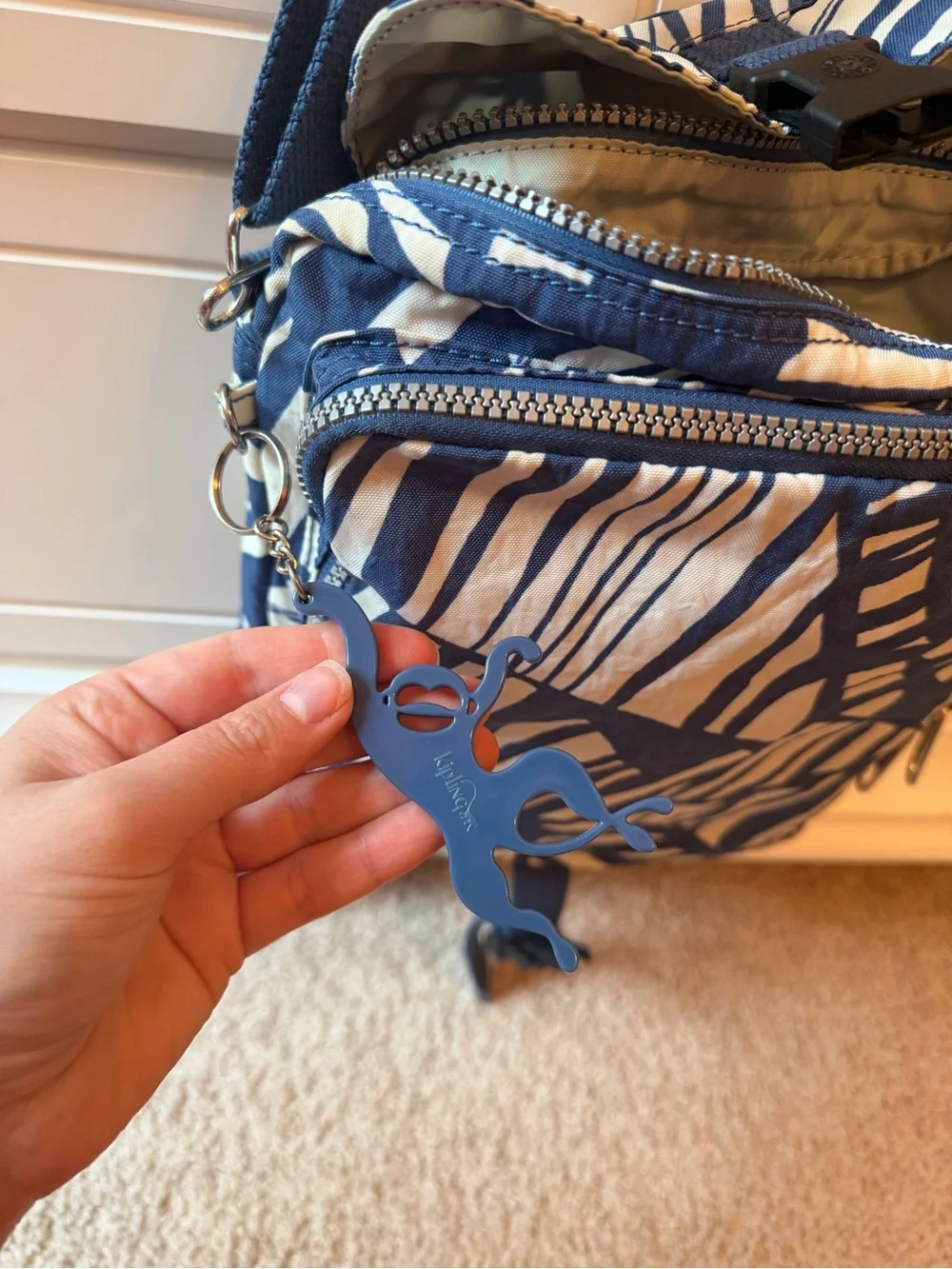 Kipling blue white Shana crossbody bag with matching full size wallet set